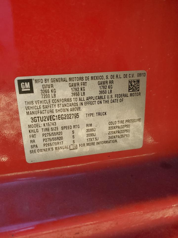 3GTU2VEC1EG202795 2014 GMC Sierra K1500 Slt