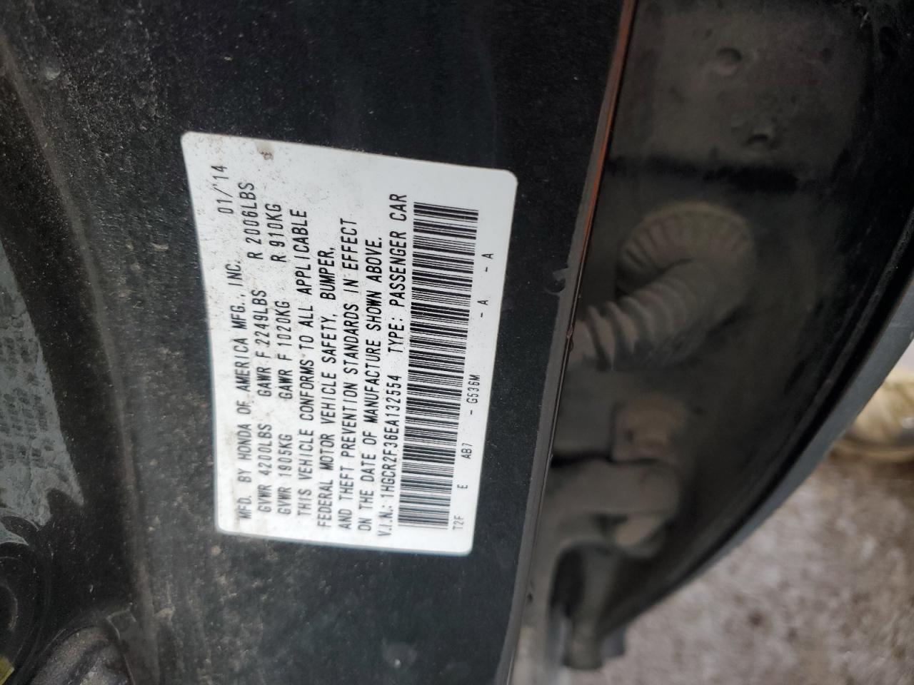 1HGCR2F36EA132554 2014 Honda Accord Lx