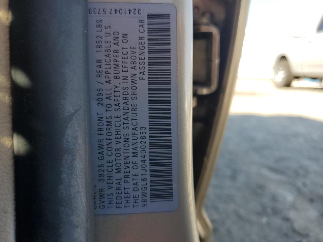 2004 Volkswagen Golf Gls VIN: 9BWGL61J044002853 Lot: 73848544