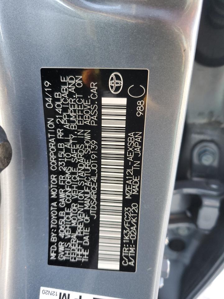 2020 Toyota Corolla Se VIN: JTDS4RCE4LJ019139 Lot: 76442824