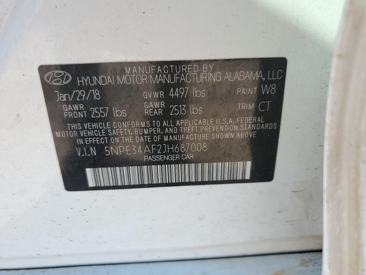 5NPE34AF2JH687008 2018 Hyundai Sonata Sport