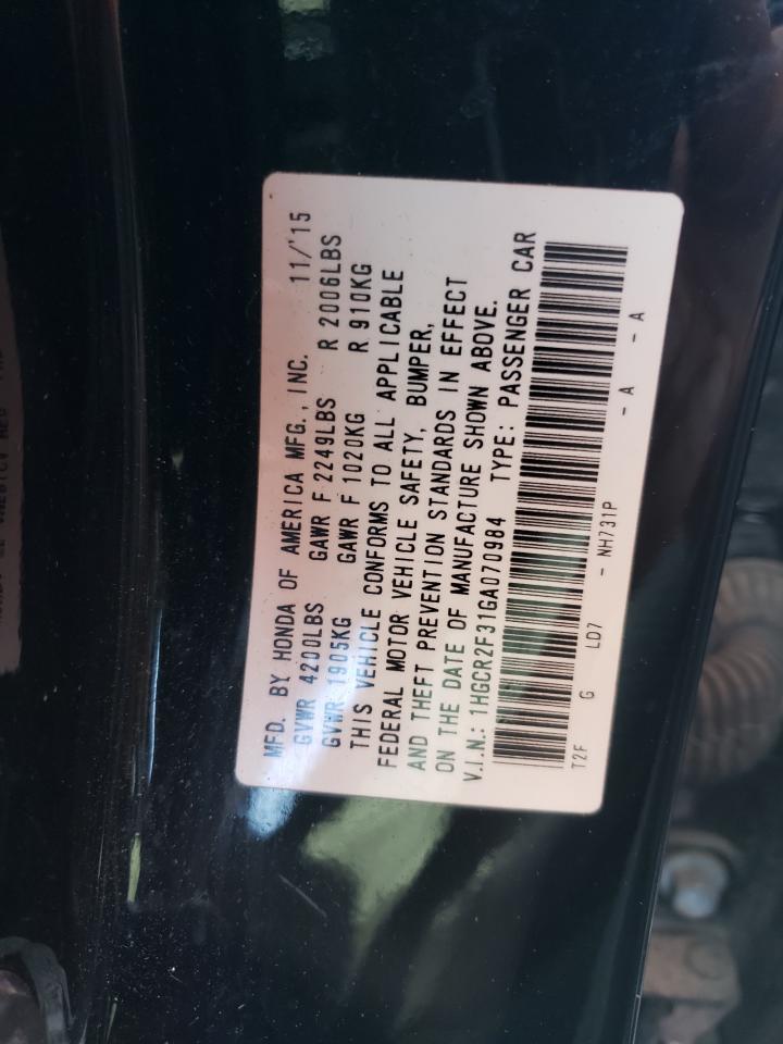 1HGCR2F31GA070984 2016 Honda Accord Lx