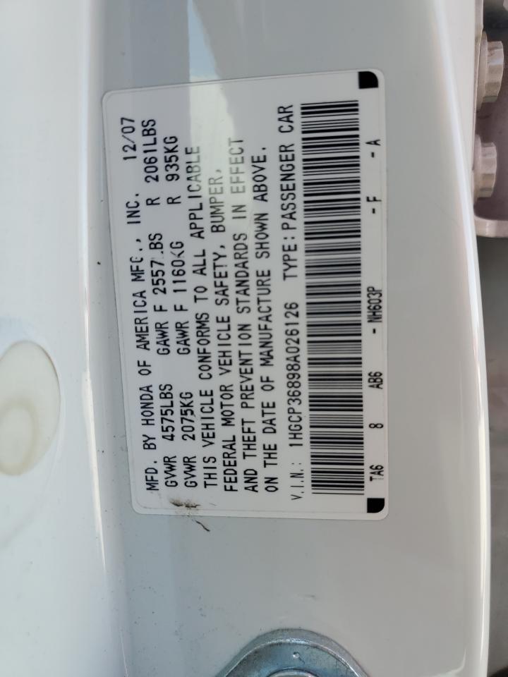 1HGCP36898A026126 2008 Honda Accord Exl