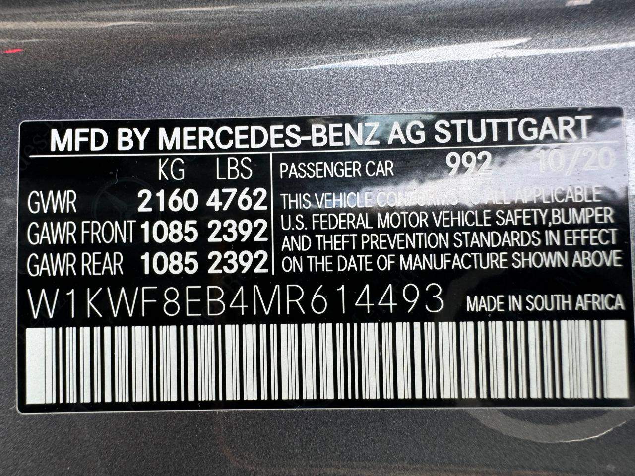 W1KWF8EB4MR614493 2021 Mercedes-Benz C 300 4Matic