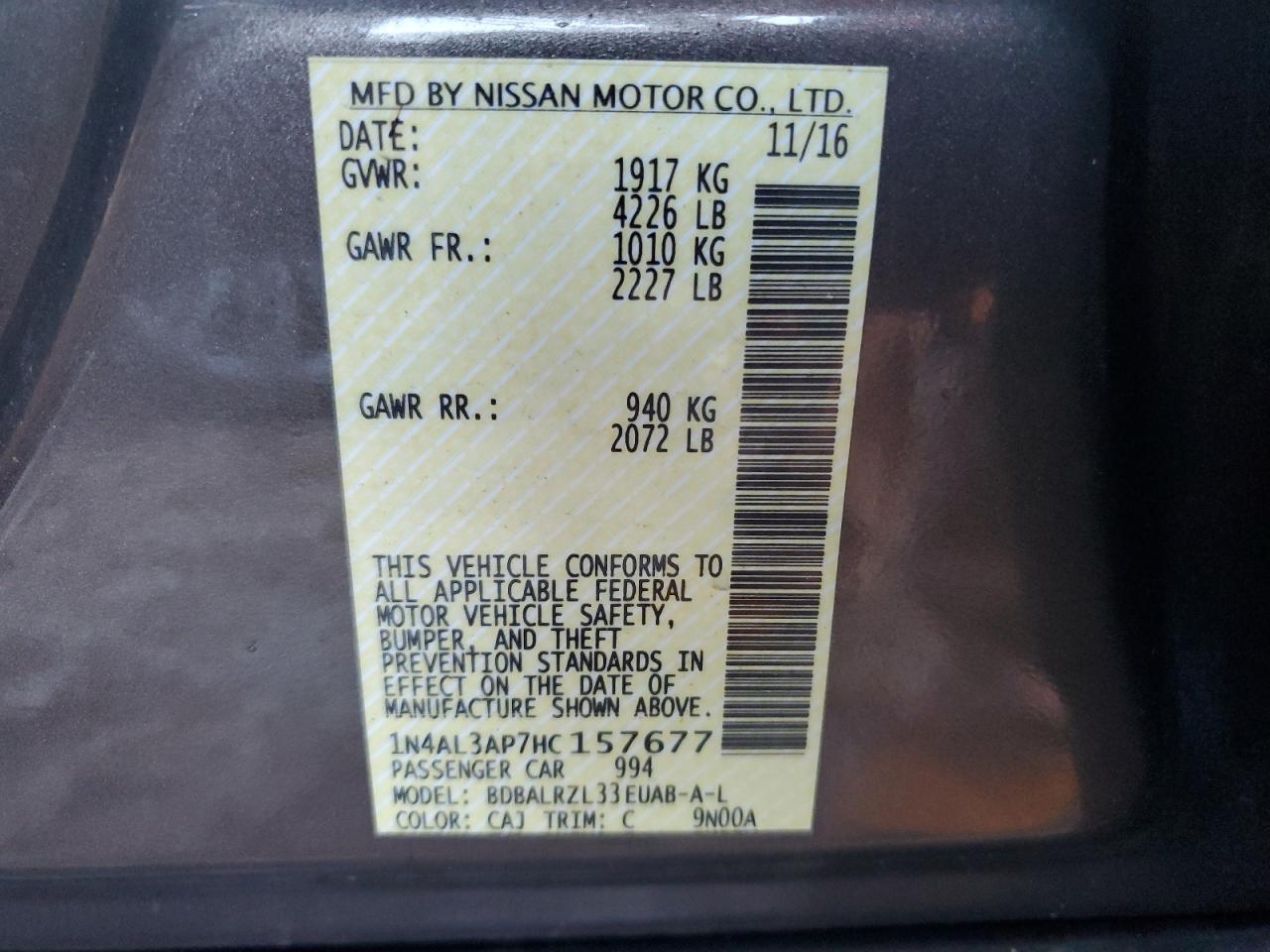 1N4AL3AP7HC157677 2017 Nissan Altima 2.5