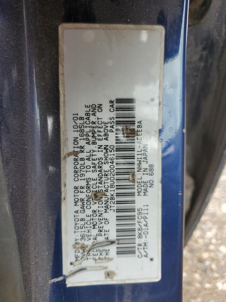 JT2BK18U020046150 2002 Toyota Prius