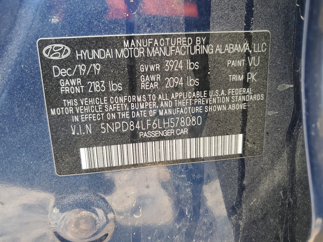 VIN 5NPD84LF6LH578080 2020 HYUNDAI ELANTRA no.13