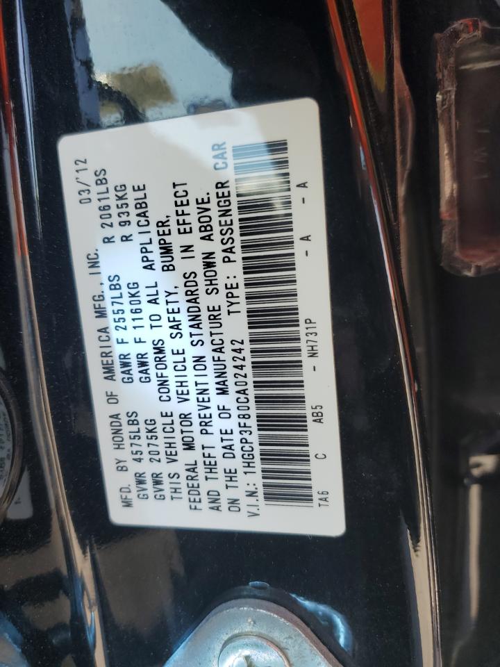 1HGCP3F80CA024242 2012 Honda Accord Exl