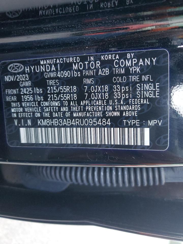 2024 Hyundai Kona Sel VIN: KM8HB3AB4RU095484 Lot: 77822074