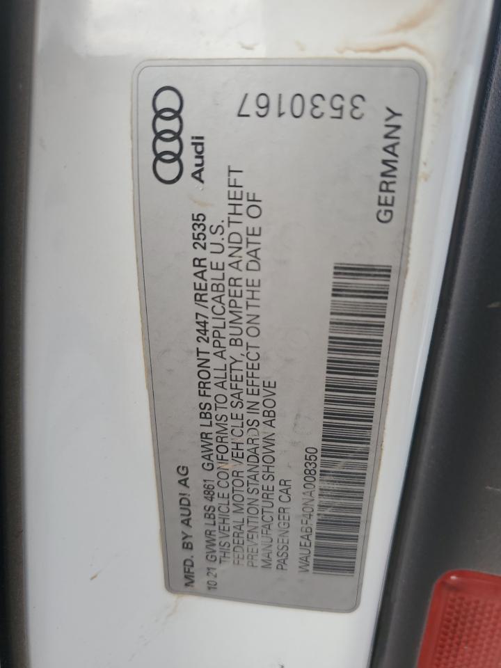 2022 Audi A4 Premium Plus 45 VIN: WAUEABF40NA008350 Lot: 77009164