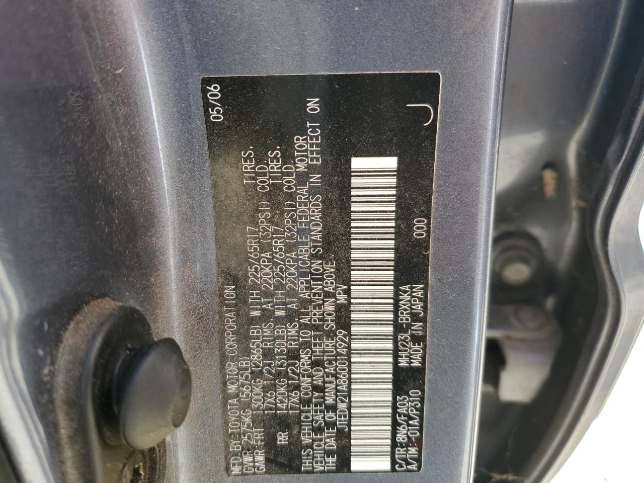 JTEDW21A860014929 2006 Toyota Highlander Hybrid