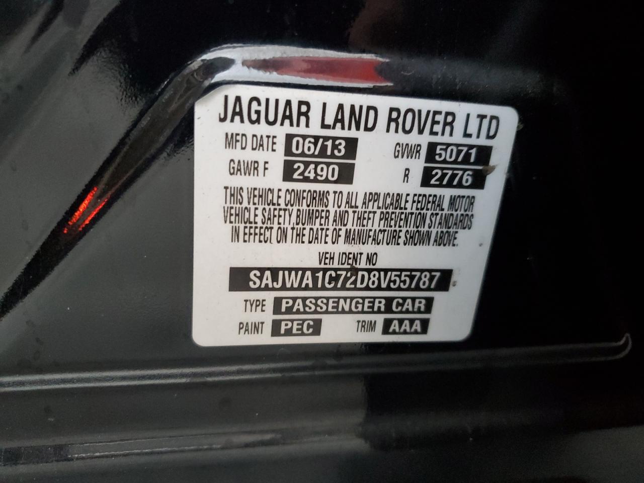 2013 Jaguar Xj VIN: SAJWA1C72D8V55787 Lot: 76296884