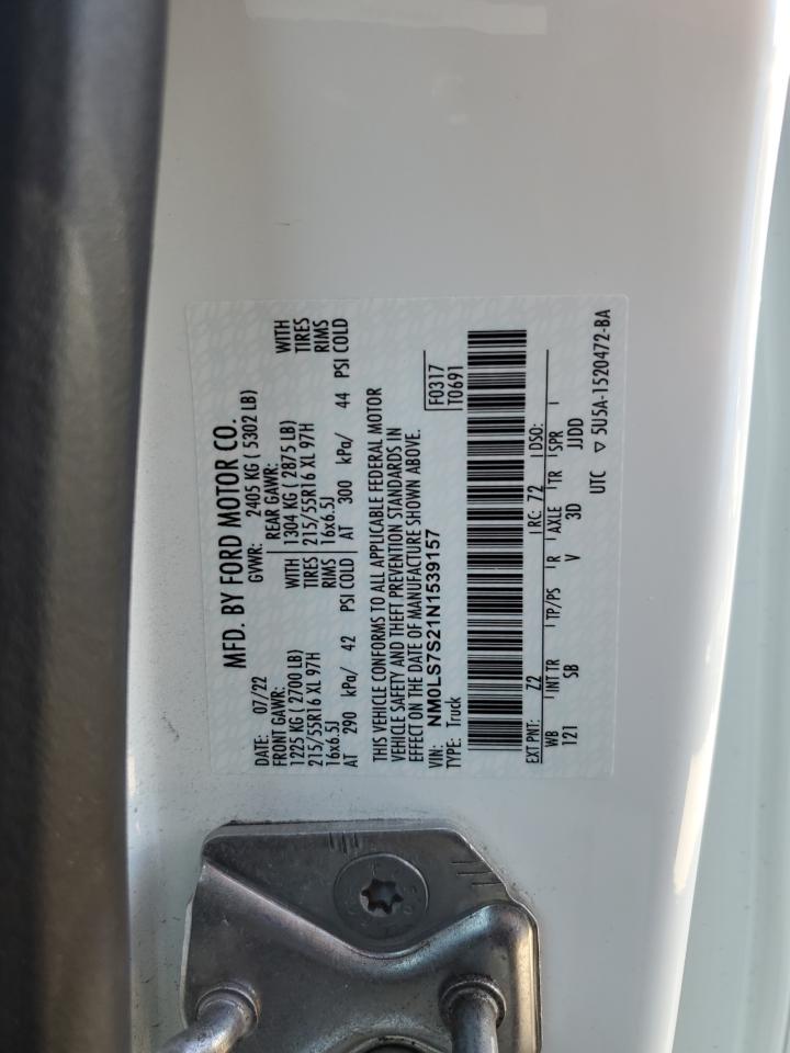 NM0LS7S21N1539157 2022 Ford Transit Connect Xl