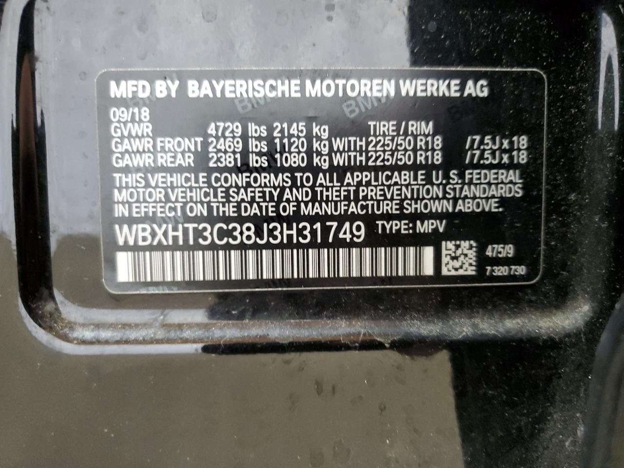 WBXHT3C38J3H31749 2018 BMW X1 xDrive28I