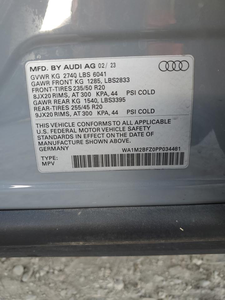 2023 Audi Q4 E-Tron Prestige VIN: WA1M2BFZ0PP034481 Lot: 77006314