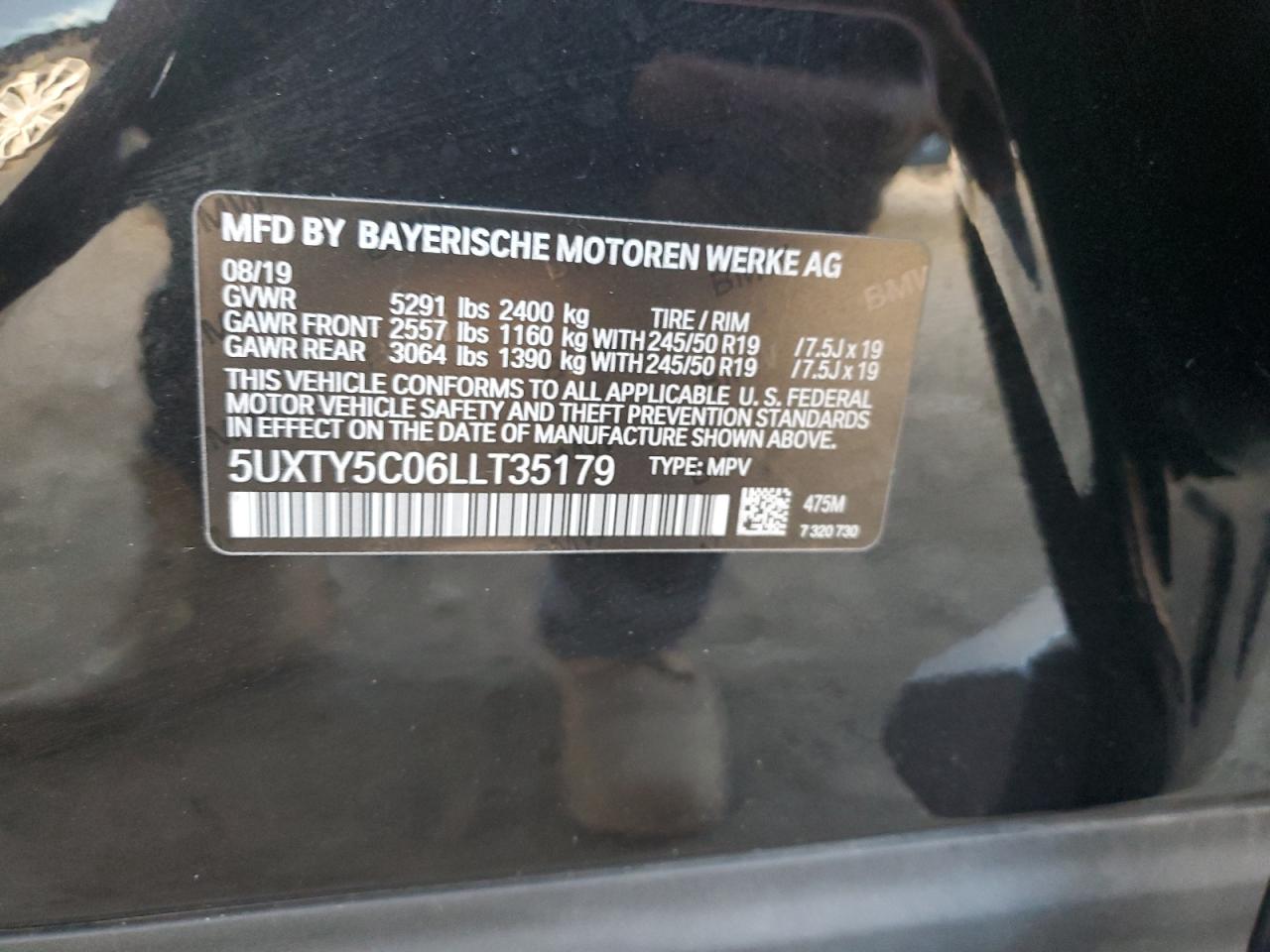 2020 BMW X3 xDrive30I VIN: 5UXTY5C06LLT35179 Lot: 76112264