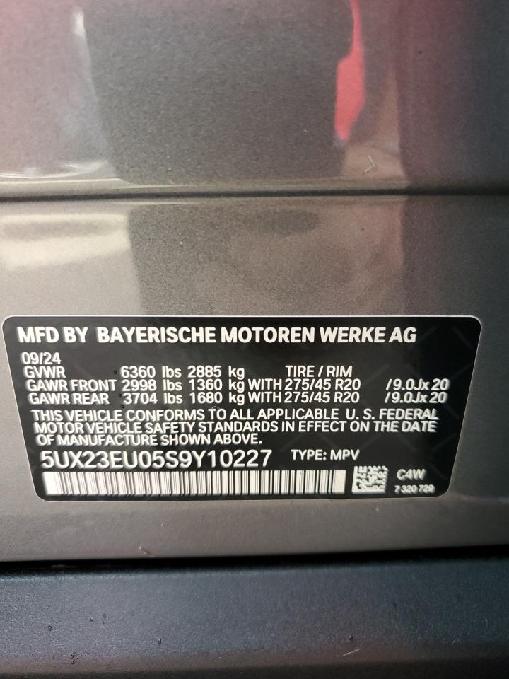 2025 BMW X5 xDrive40I VIN: 5UX23EU05S9Y10227 Lot: 74589974