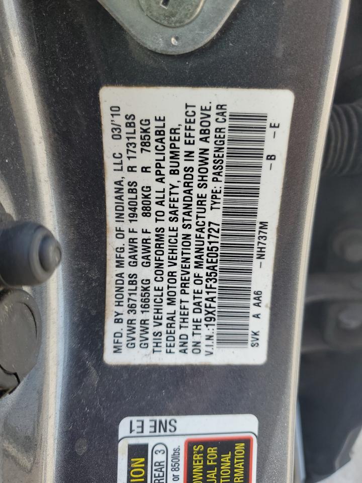 19XFA1F35AE051727 2010 Honda Civic Vp