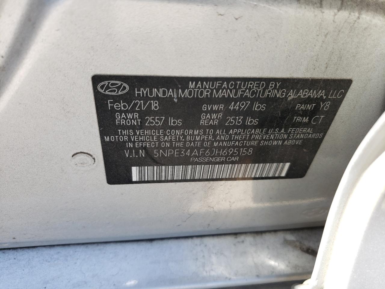 5NPE34AF6JH695158 2018 Hyundai Sonata Sport