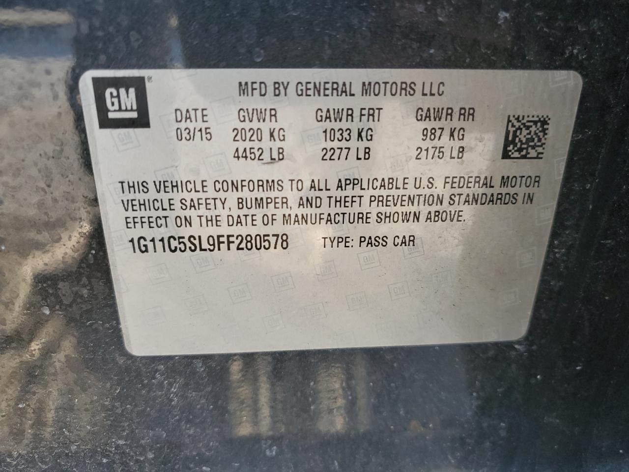 1G11C5SL9FF280578 2015 CHEVROLET MALIBU - Image 14