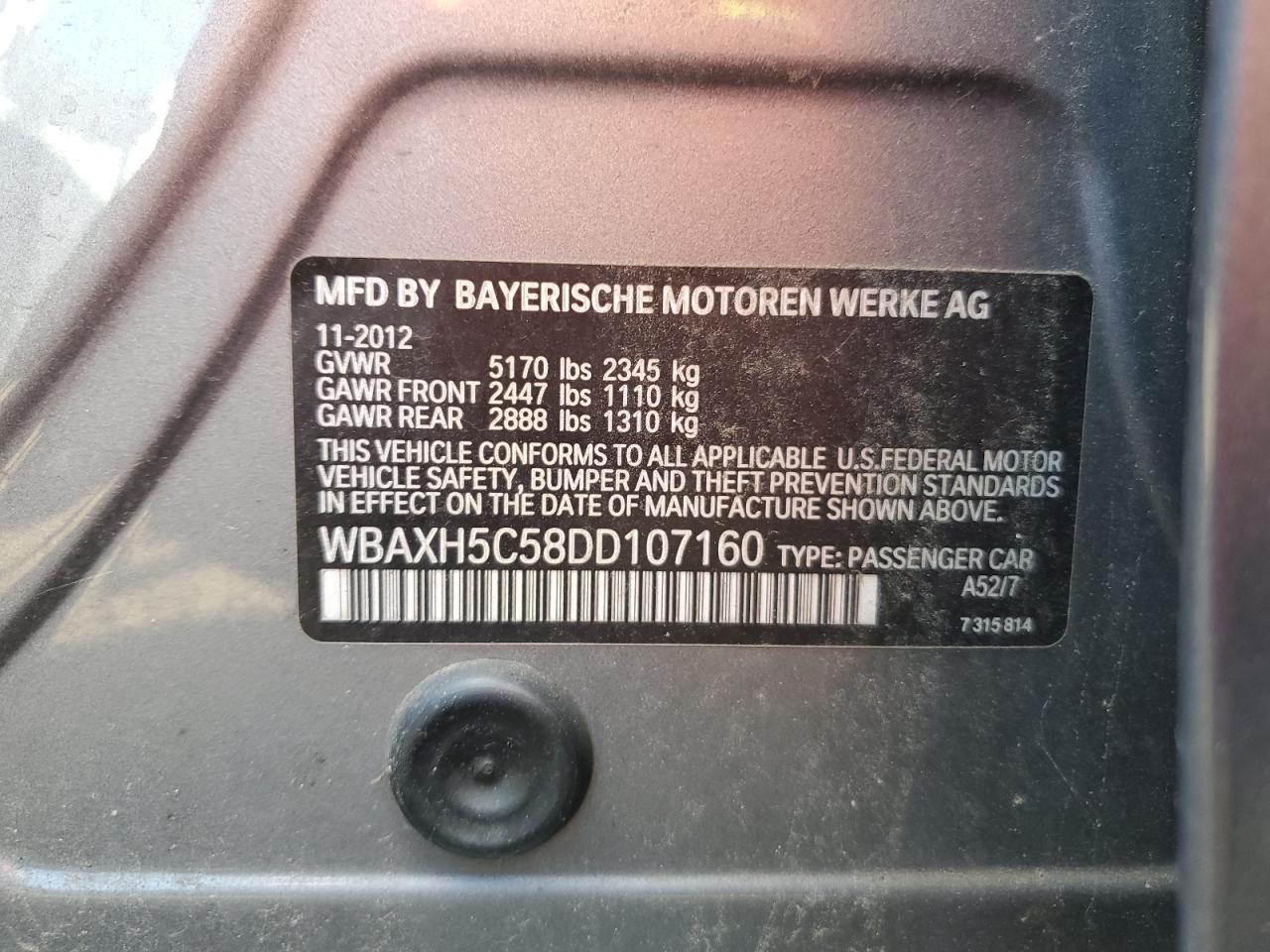 WBAXH5C58DD107160 2013 BMW 528 Xi