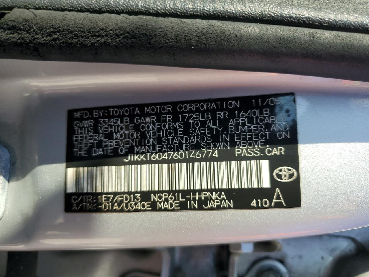 JTKKT604760146774 2006 Toyota Scion Xa