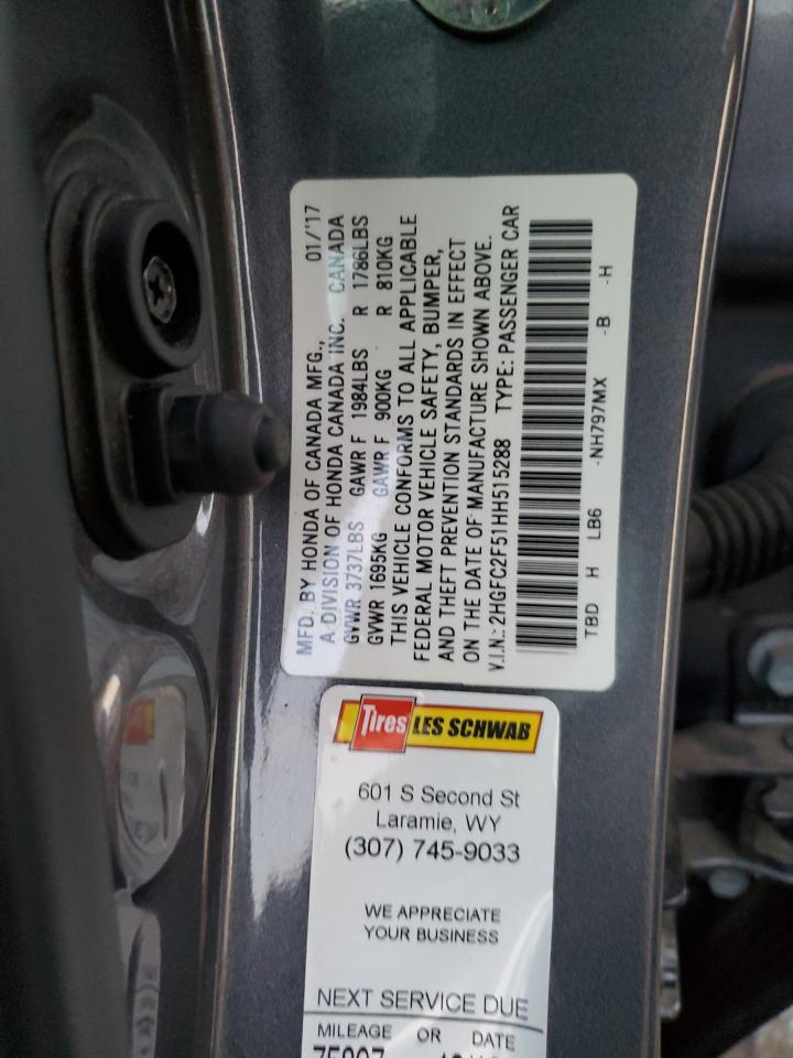 2HGFC2F51HH515288 2017 Honda Civic Lx