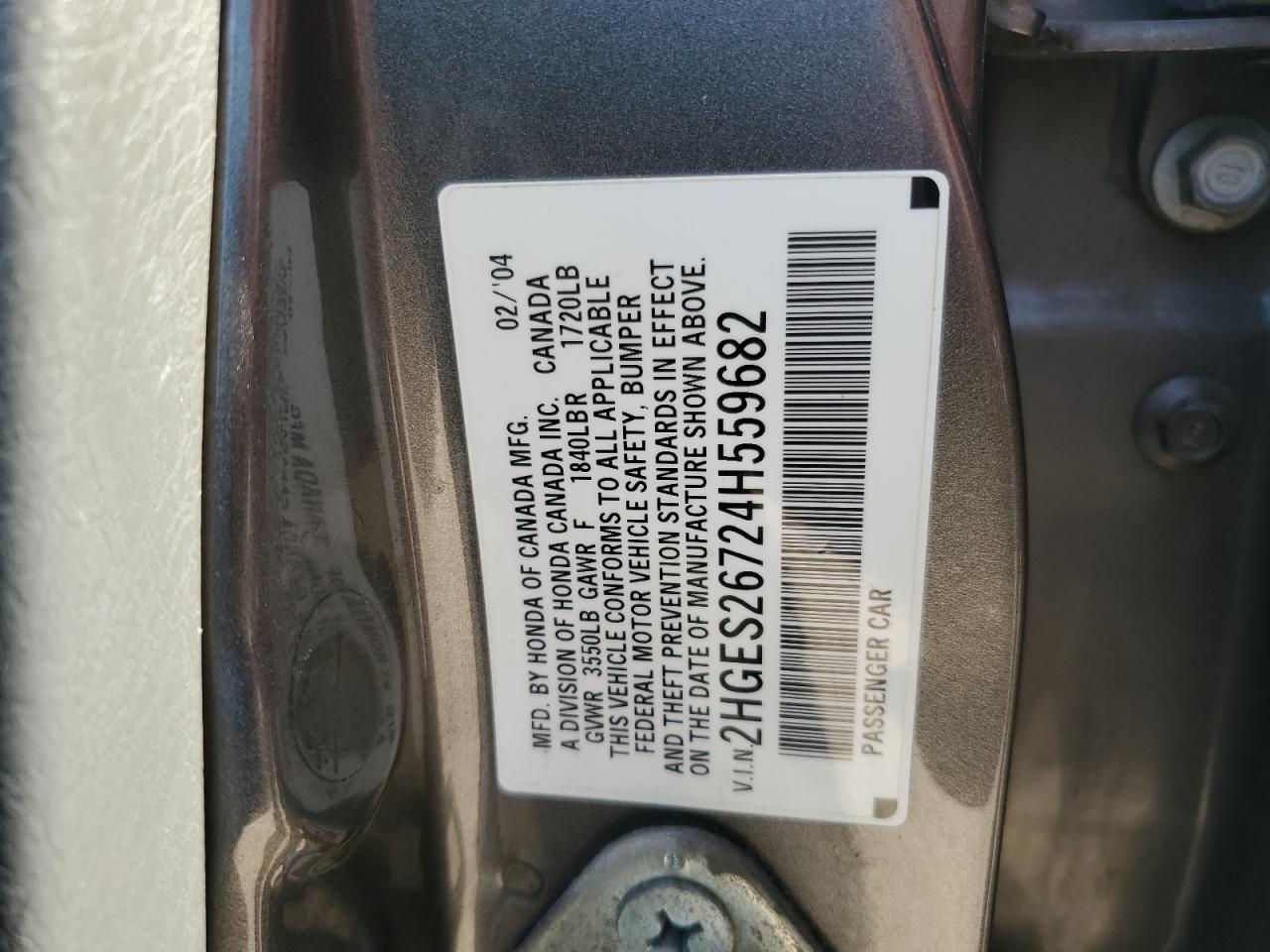 2HGES26724H559682 2004 Honda Civic Ex