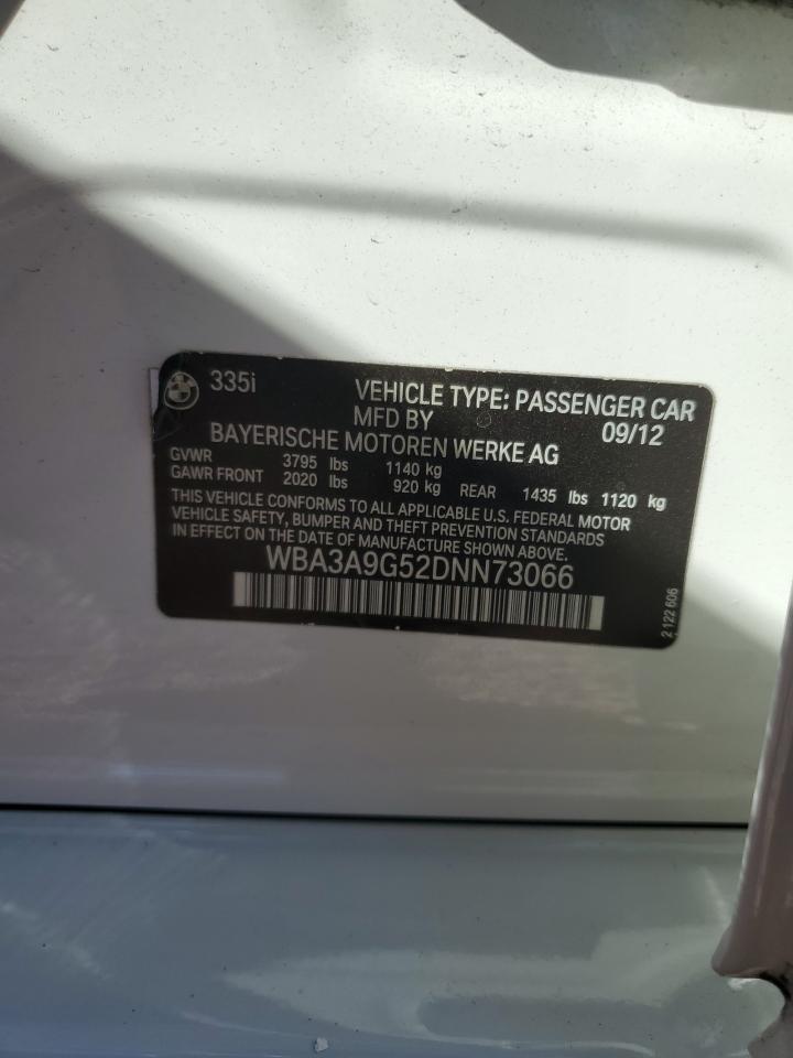 2013 BMW 335 I VIN: WBA3A9G52DNN73066 Lot: 77701484