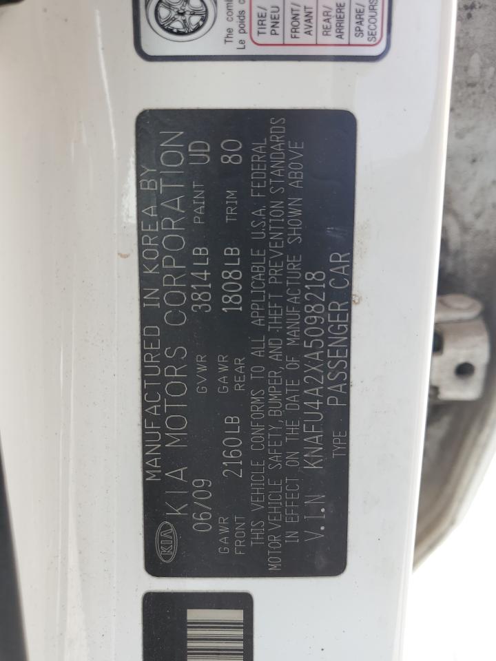 2010 Kia Forte Ex VIN: KNAFU4A2XA5098218 Lot: 83401224