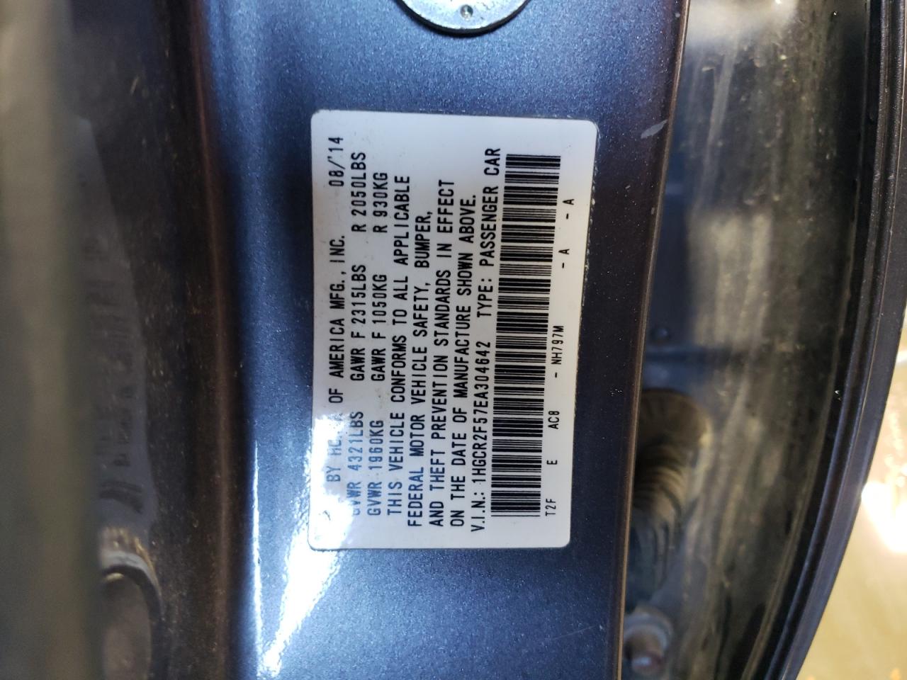 1HGCR2F57EA304642 2014 Honda Accord Sport