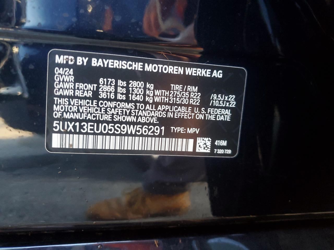 2025 BMW X5 Sdrive 40I VIN: 5UX13EU05S9W56291 Lot: 73857164