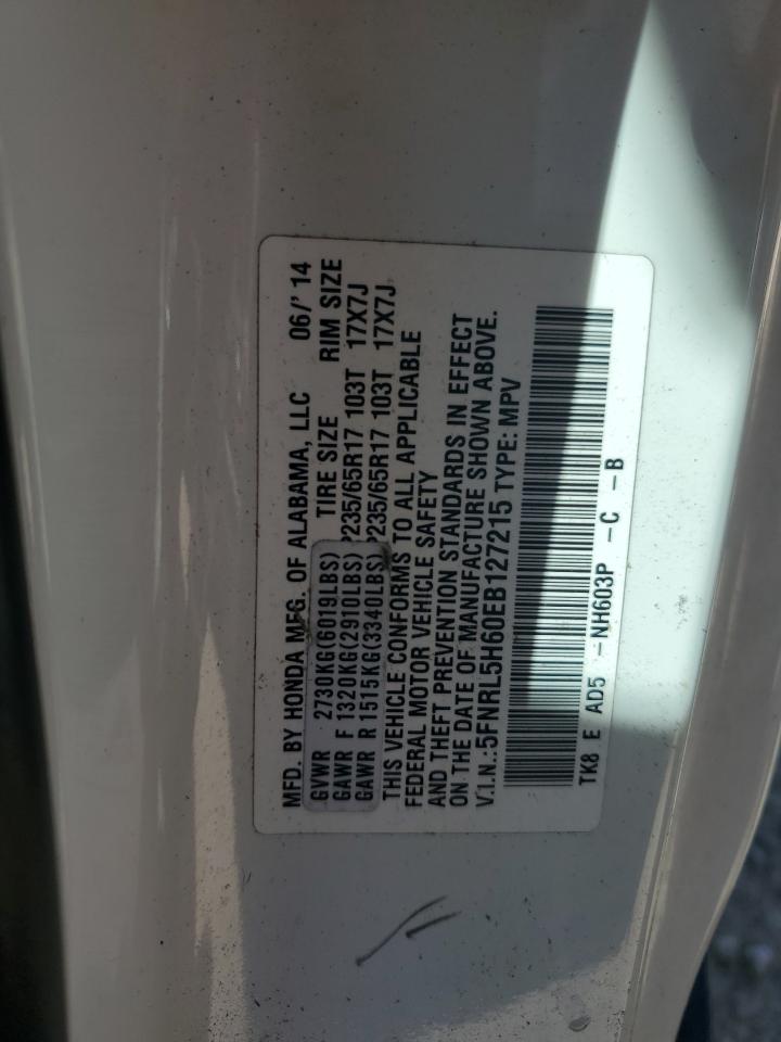 5FNRL5H60EB127215 2014 Honda Odyssey Exl