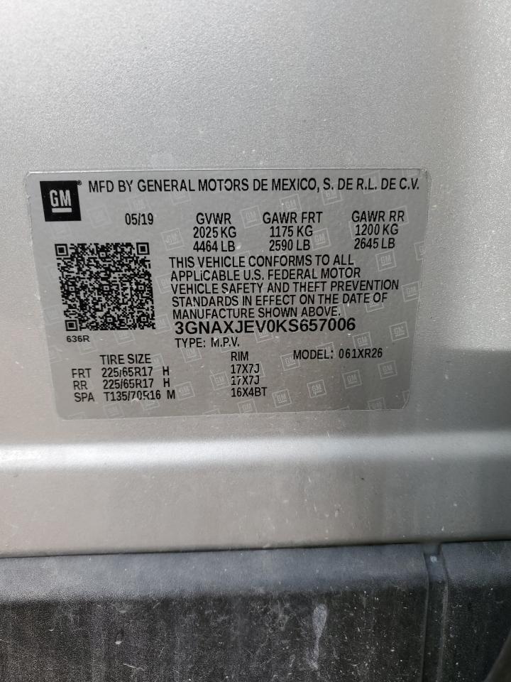 3GNAXJEV0KS657006 2019 Chevrolet Equinox Lt