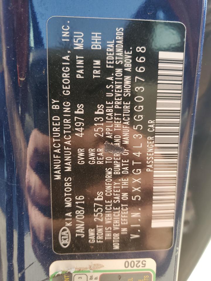 2016 Kia Optima Lx VIN: 5XXGT4L35GG037668 Lot: 75523604