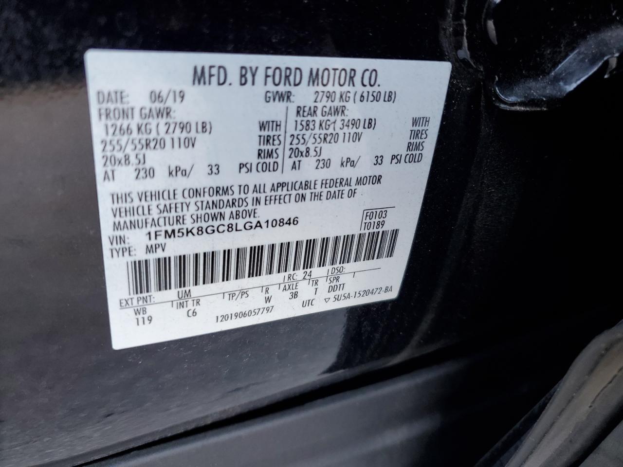 2020 Ford Explorer St VIN: 1FM5K8GC8LGA10846 Lot: 73977224