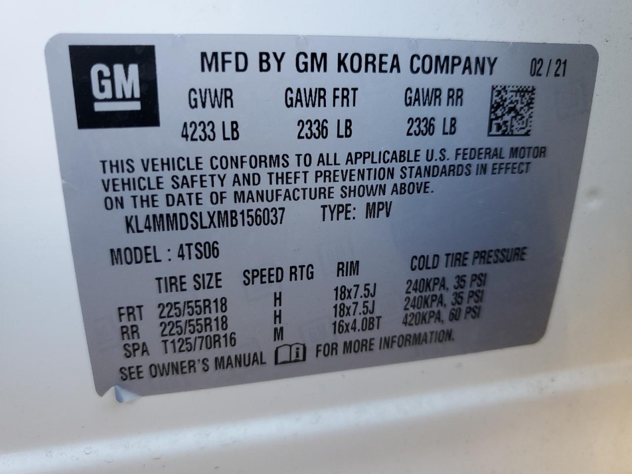 2021 Buick Encore Gx Select VIN: KL4MMDSLXMB156037 Lot: 77649564