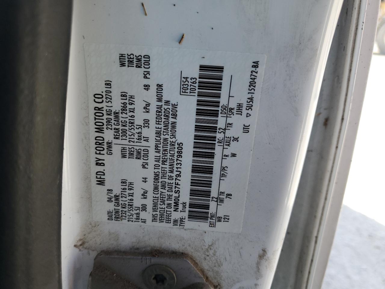 NM0LS7F79J1379805 2018 Ford Transit Connect Xlt