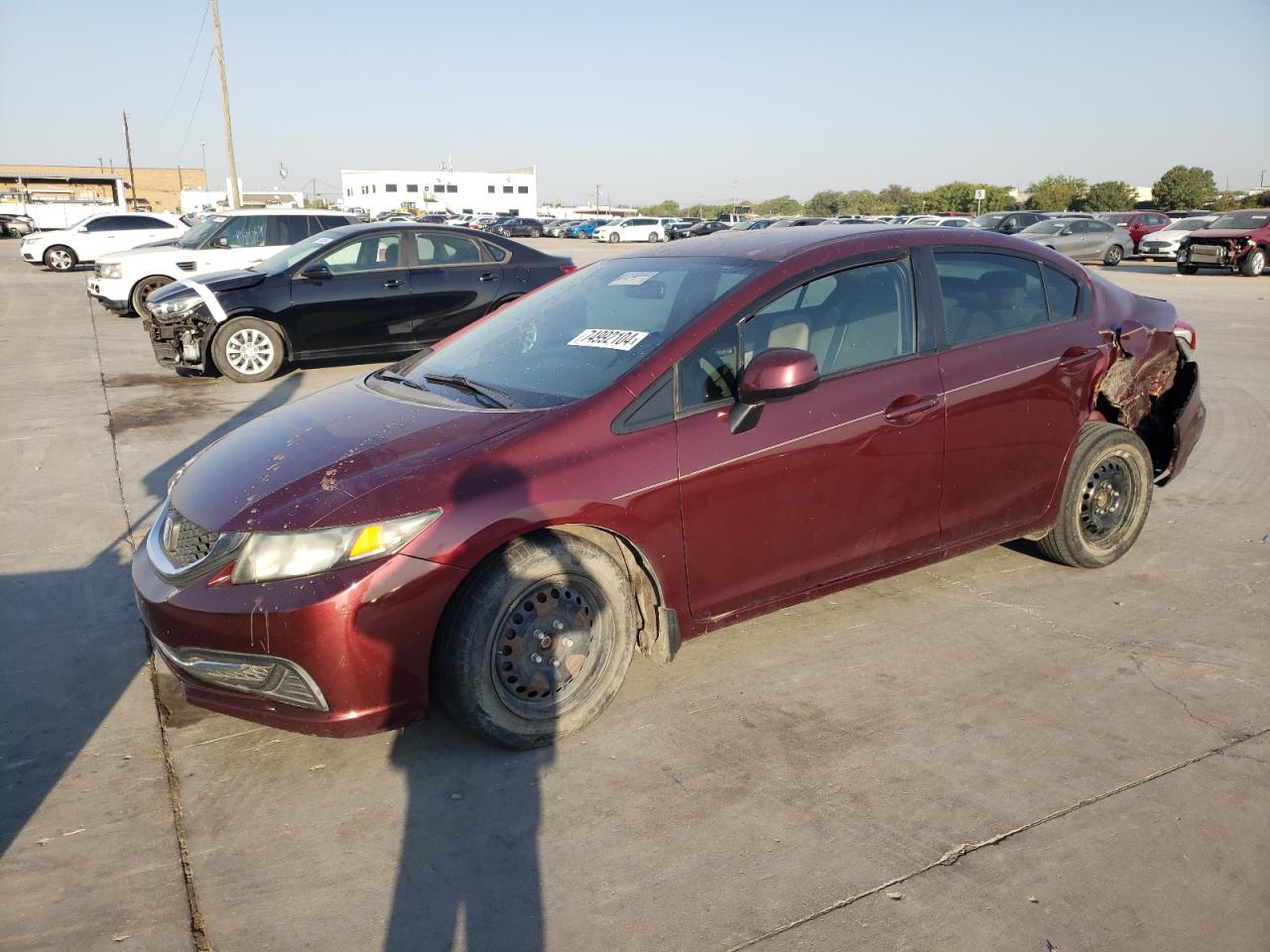 2013 Honda Civic Lx VIN: 2HGFB2F5XDH575552 Lot: 74992104