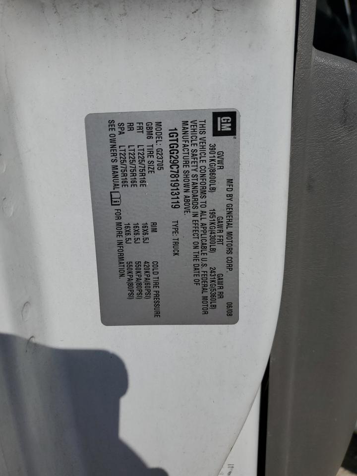 2008 GMC Savana G2500 VIN: 1GTGG29C781913119 Lot: 62257255