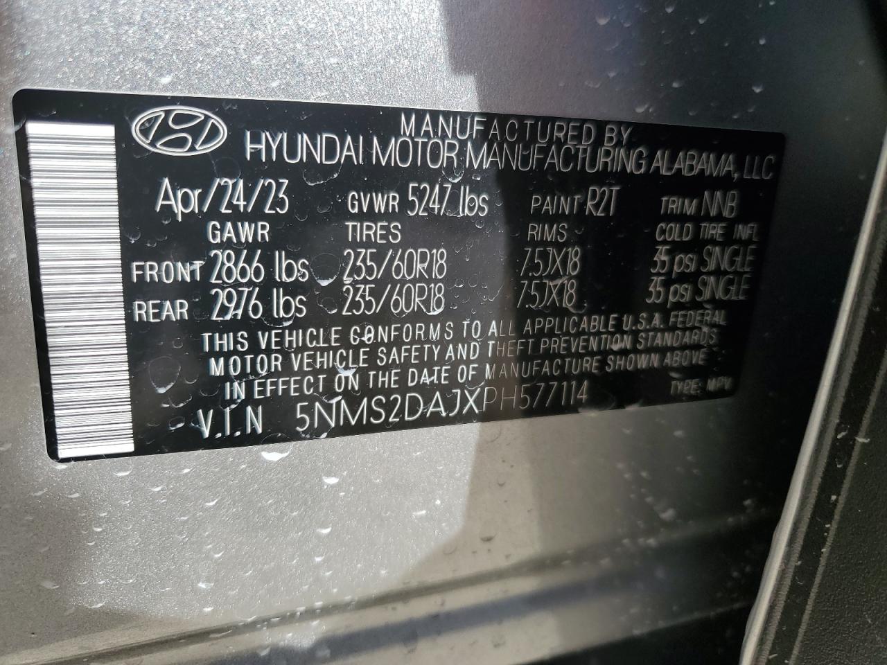 5NMS2DAJXPH577114 2023 Hyundai Santa Fe Sel