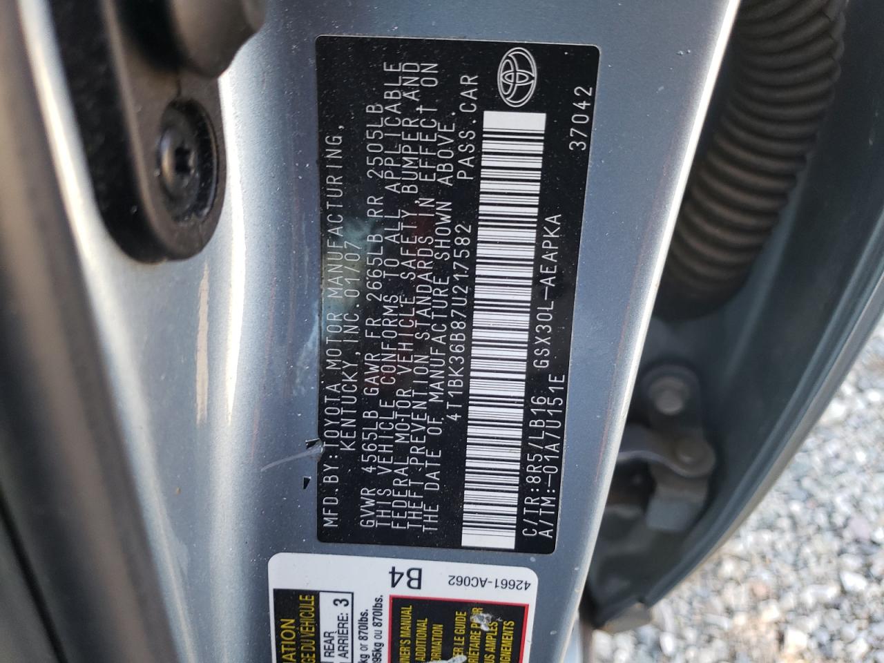 4T1BK36B87U217582 2007 Toyota Avalon Xl