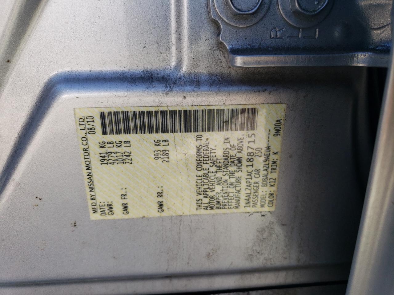 1N4AL2AP1AC188715 2010 Nissan Altima Base