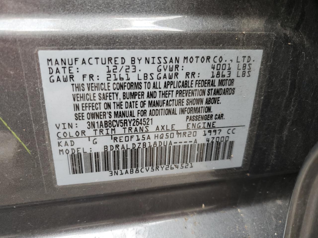 3N1AB8CV5RY264521 2024 Nissan Sentra Sv