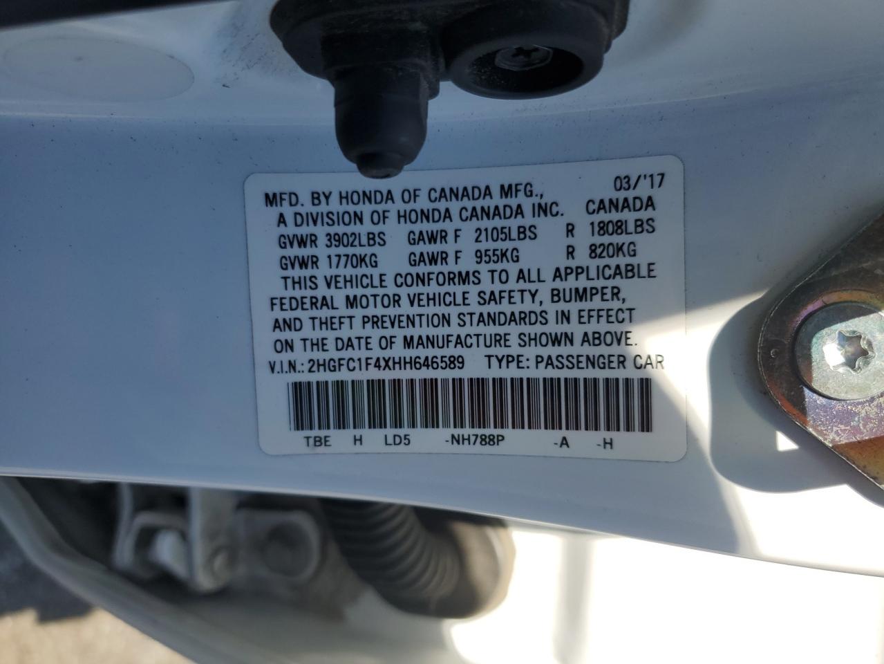 2HGFC1F4XHH646589 2017 Honda Civic Ex 2HGFC1F4XHH646589 2017 Honda Civic Ex