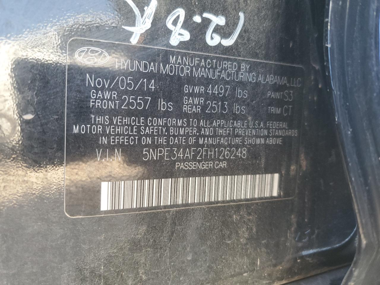 2015 Hyundai Sonata Sport VIN: 5NPE34AF2FH126248 Lot: 78962664