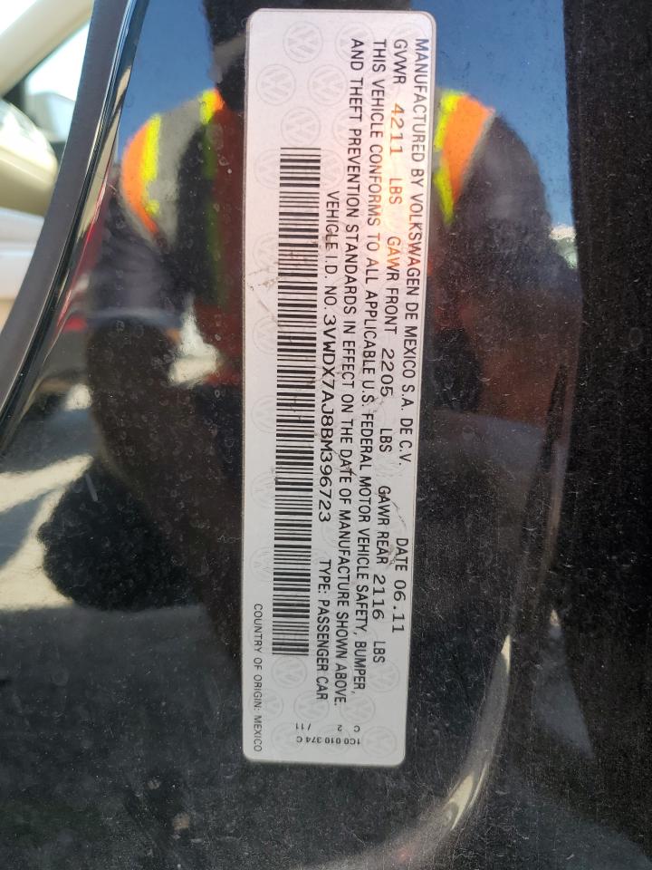2011 Volkswagen Jetta Se VIN: 3VWDX7AJ8BM396723 Lot: 76451404