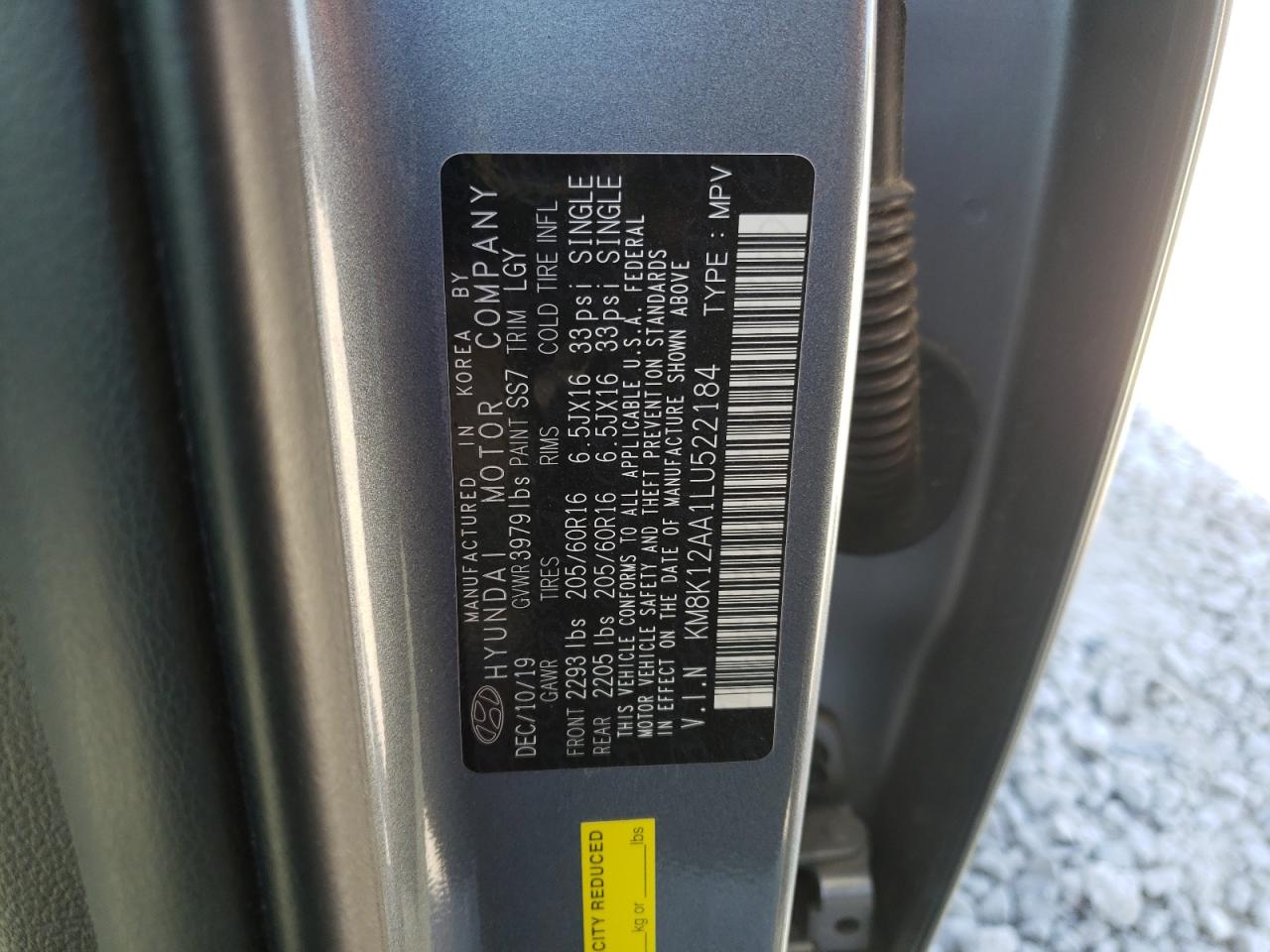 KM8K12AA1LU522184 2020 Hyundai Kona Se