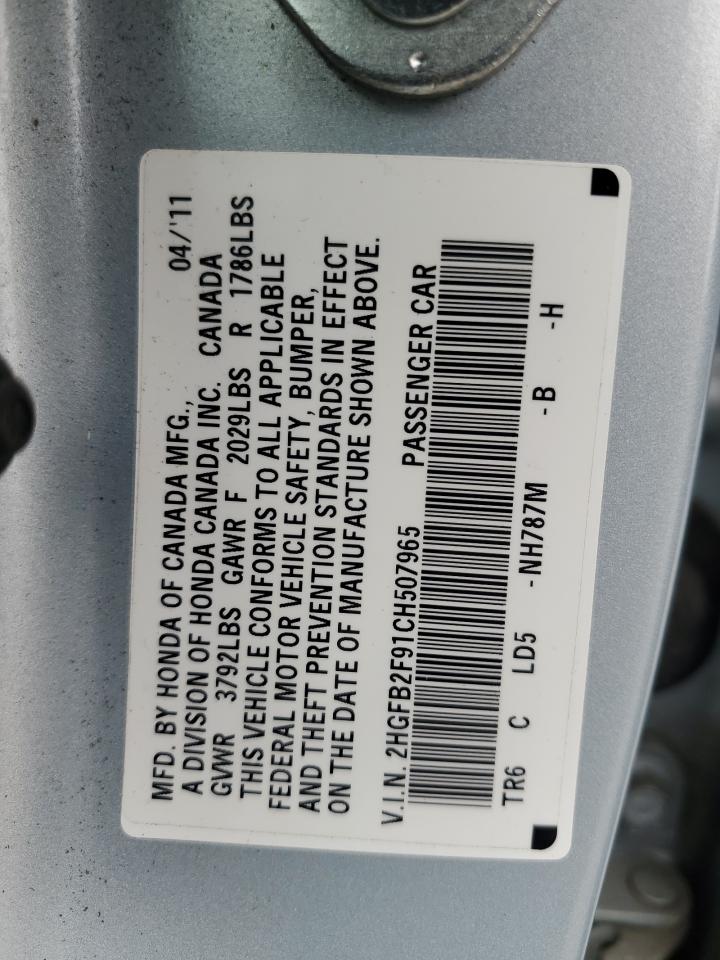 2HGFB2F91CH507965 2012 Honda Civic Exl