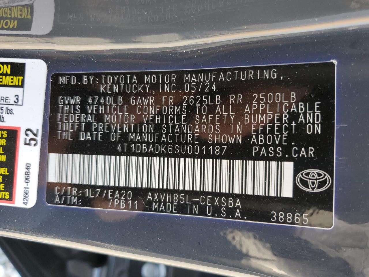 VIN 4T1DBADK6SU001187 2025 TOYOTA CAMRY no.12